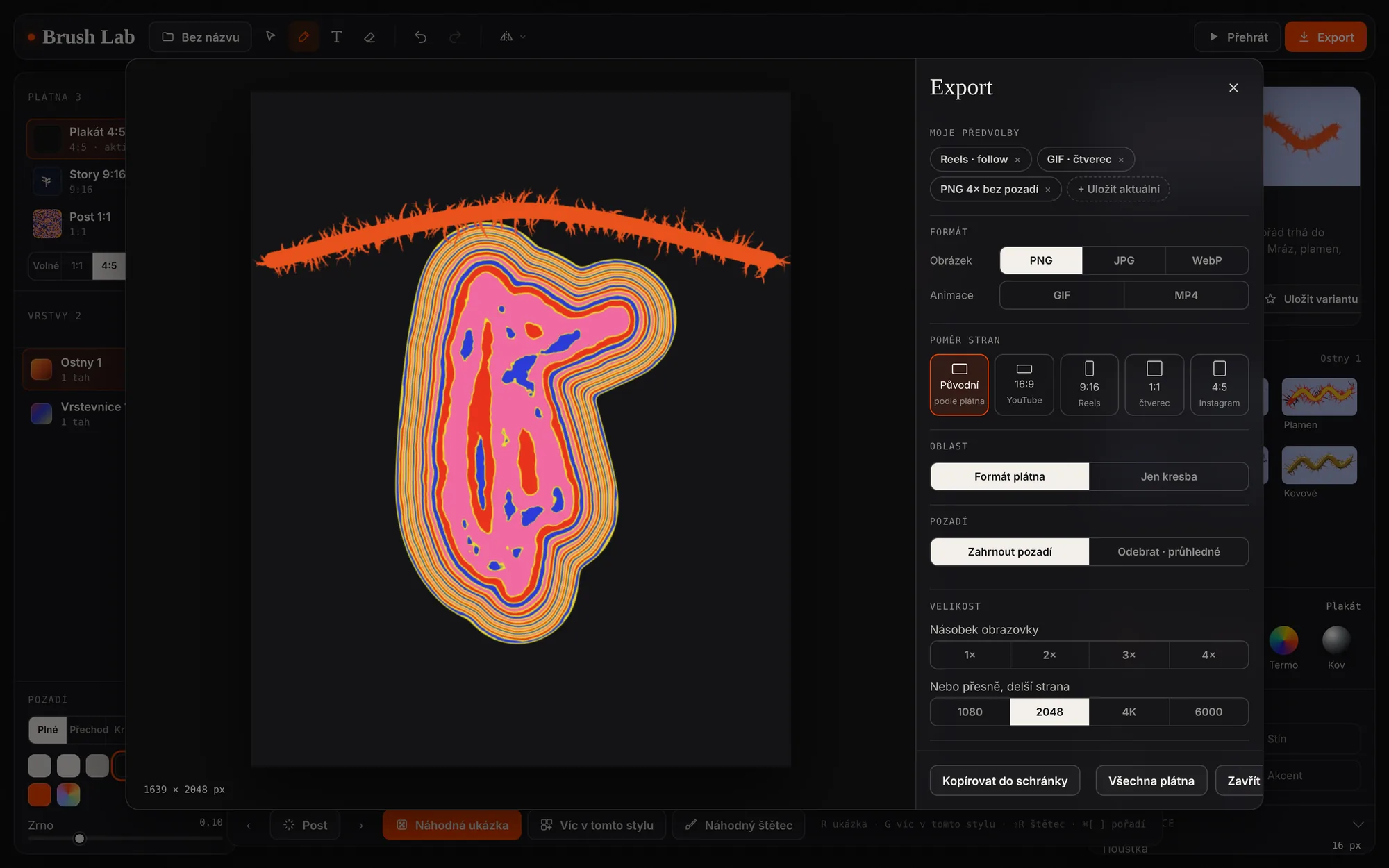 Brush Lab editor — Export like a motion tool